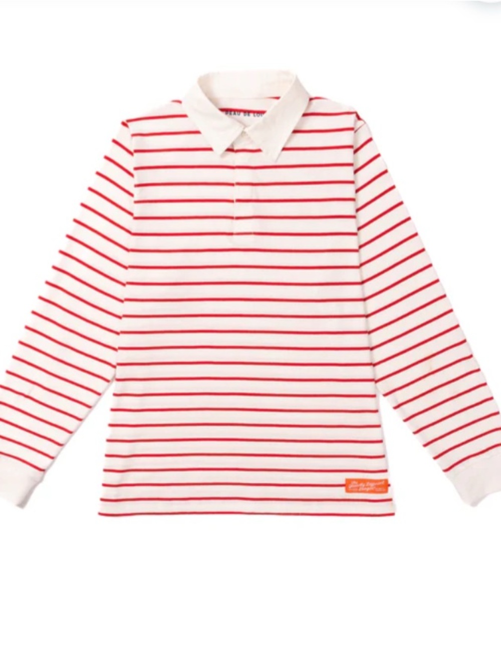 Long-Sleeve Rugby Shirt in White with Red Stripes